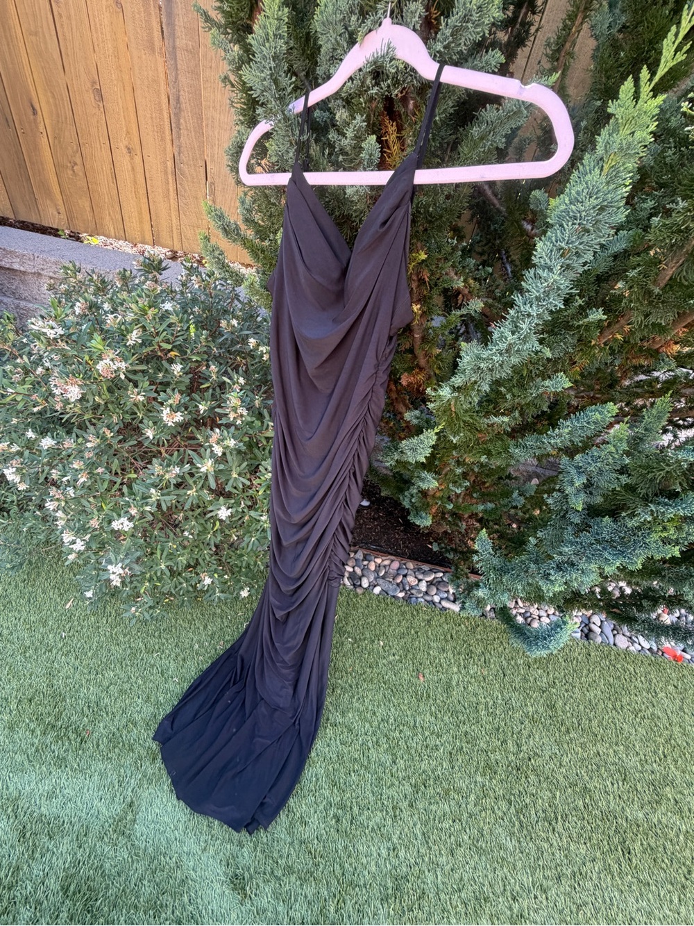 B Darlin Black Draped Ruched Evening Gown